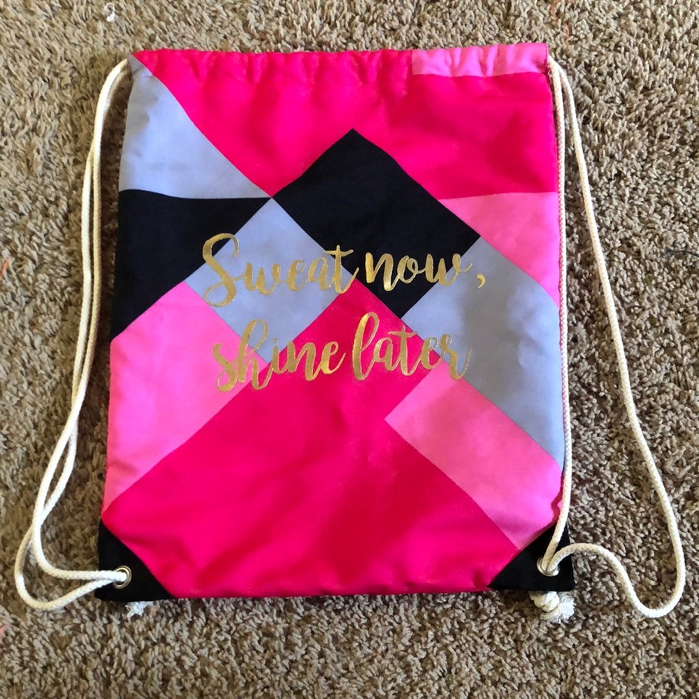 Like New Pink Multicolor Drawstring Backpack